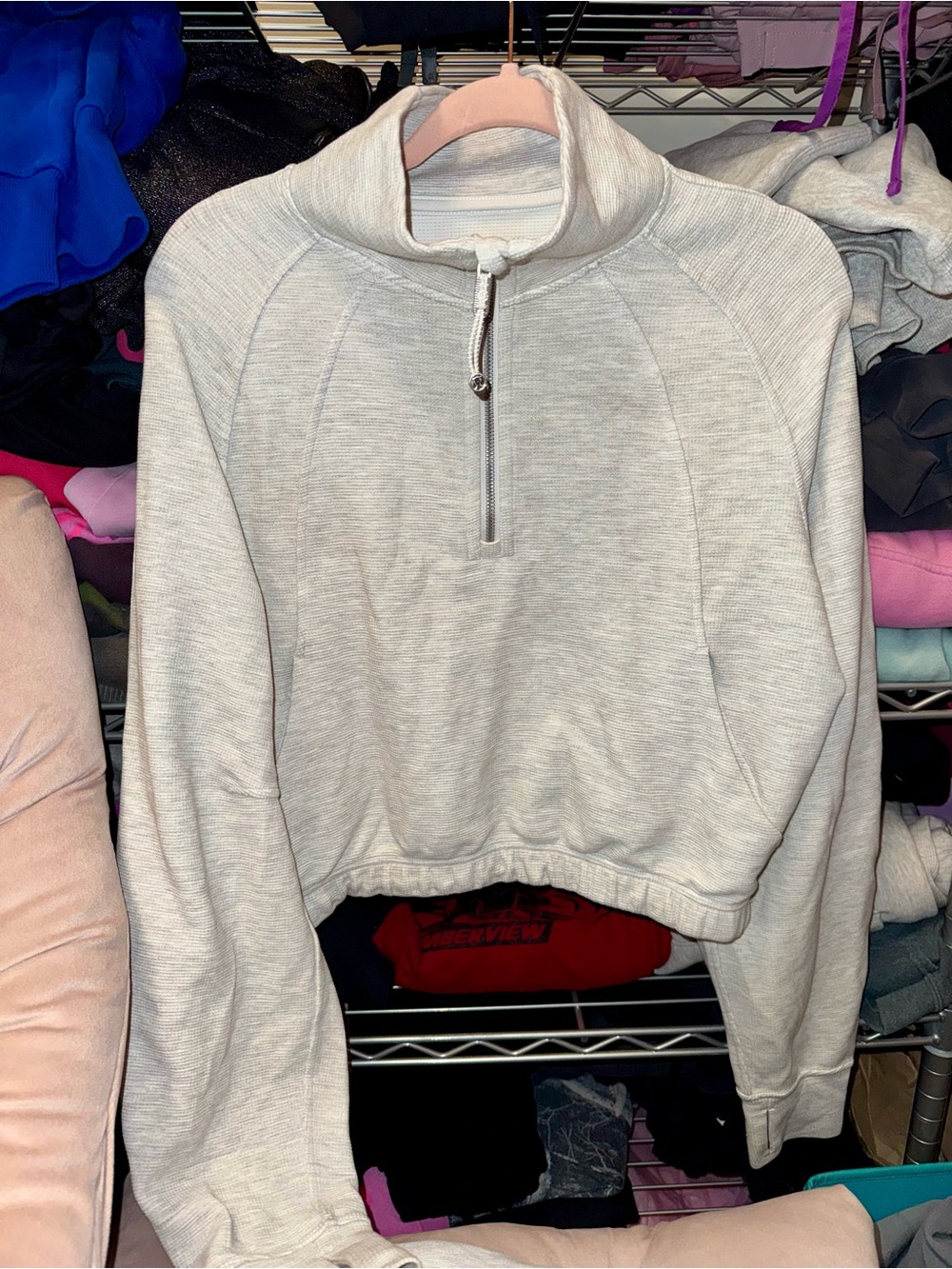 Lululemon Waffle Scuba Funnel Neck Half Zip Pullover Grey - Medium